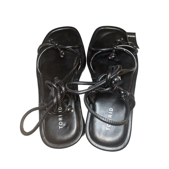 NWT Torrid Tie Ankle Strappy Flatform Sandals Black Size 8.5 Extra Wide Width - Picture 4 of 12